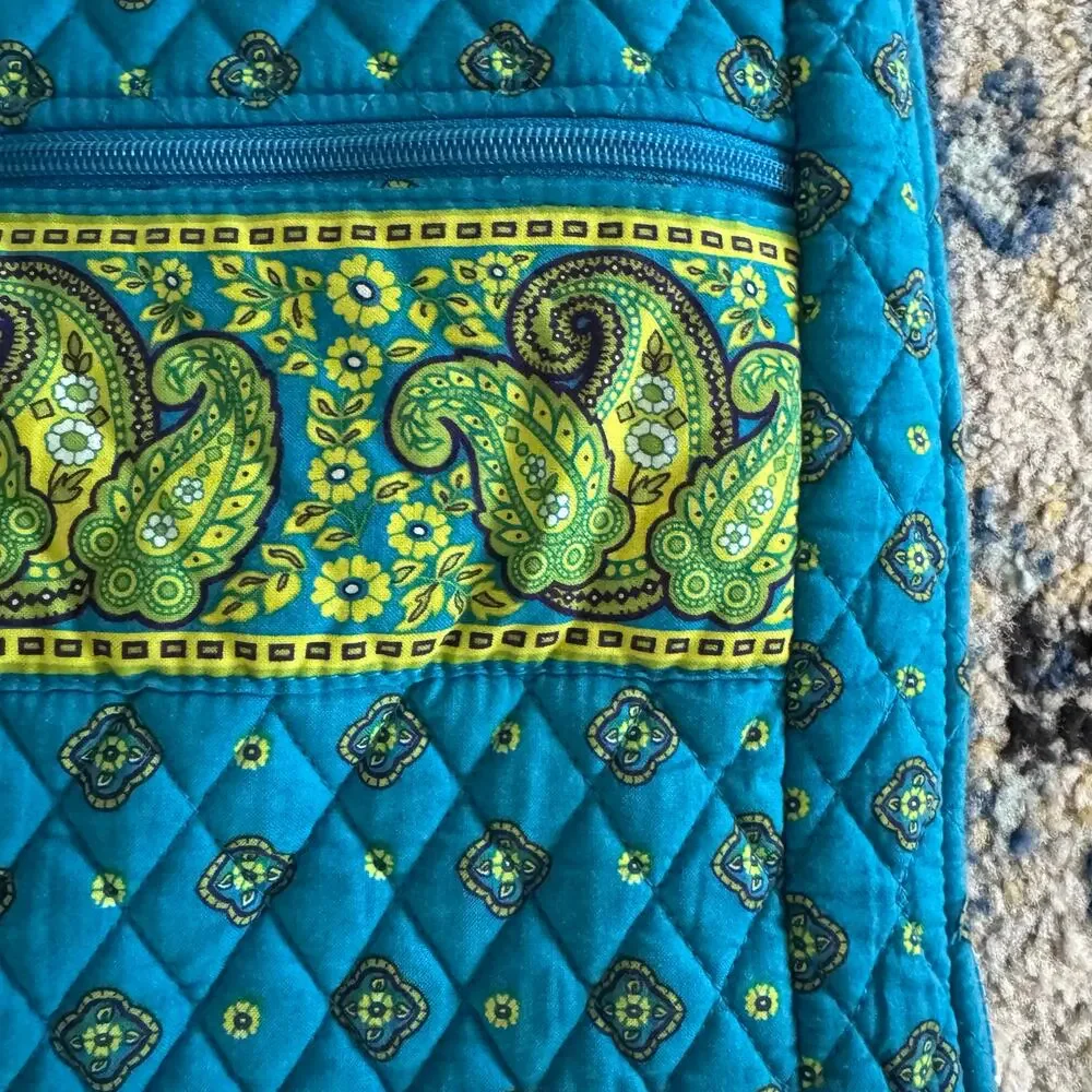 Country Provencal Quilted Cotton Garment Bag Turquoise Green Paisley Storage Bag